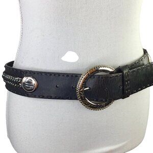Harley Davidson Chain Link Belt Leather HD Women's Medium Shield Stitched Laced